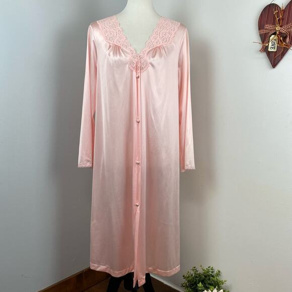 Vanity Fair Vintage Soft Pink Long Sleeve Sleep Shirt/Robe Large - Picture 1 of 8